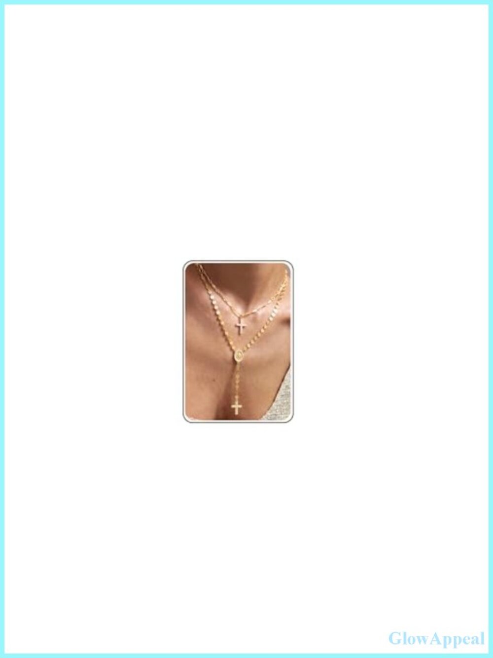 16k Gold Plated Layered Cross Necklace for Women Religious Catholic Jewelry